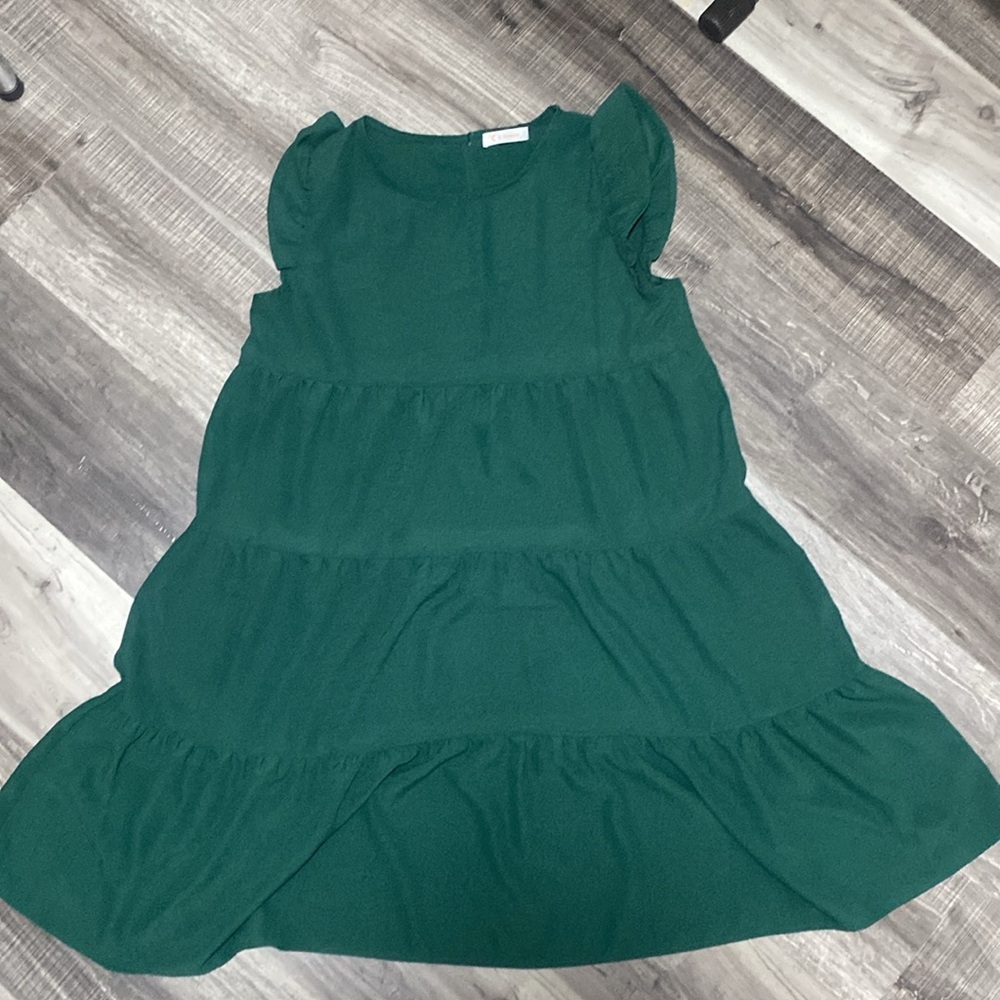 NWOT Dark Green Medium Midi Short sleeves Women Dress - Picture 6 of 6